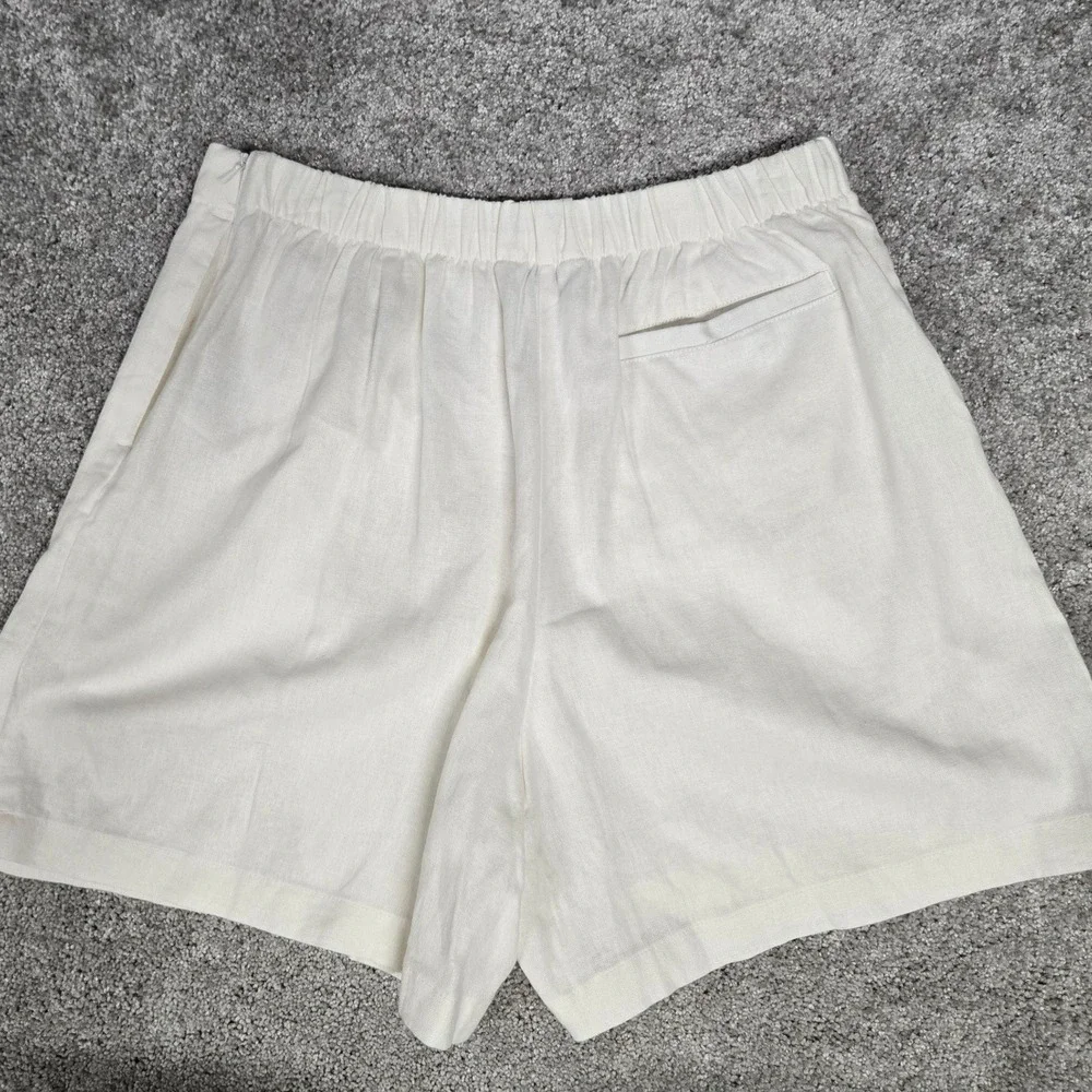 Rae Mode Linen Blend Wrap Front Skort White Women's Size M